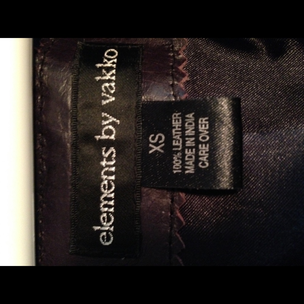 Elements by Vakko Purple Leather Jacket Blazer - Picture 4 of 5